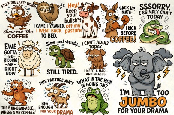 Download Funny Animal Quotes Sublimation PNG - Premium Resources