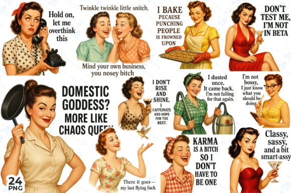 Download Retro Housewife PNG, Sarcastic Women - Premium Resources